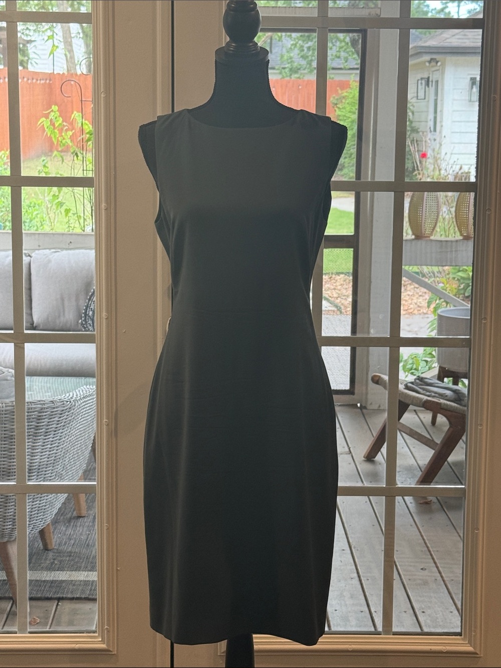 Theory Betty Sleek Charcoal Gray Midi Sheath Dress